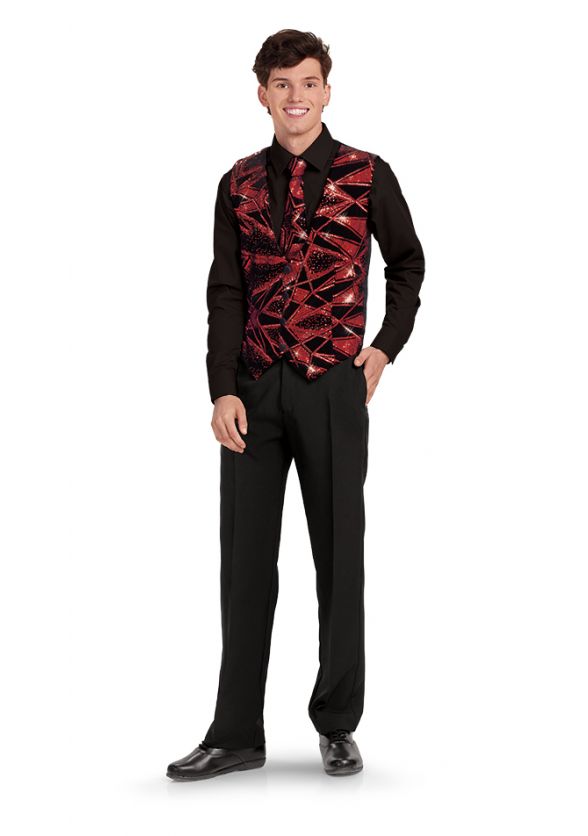 Youth Cosmic Sequin Velvet Show Choir Vest-Front-Red