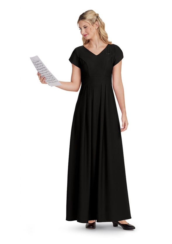 Ladies Concert Black Tulip Sleeve Duncan Dress - Front