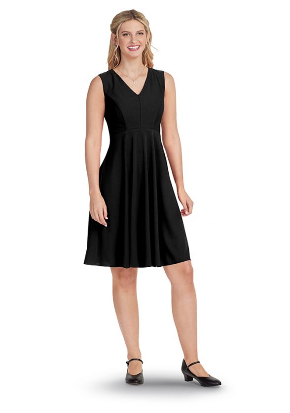 Knee Length Spade Concert Choir Dress - Front - Black