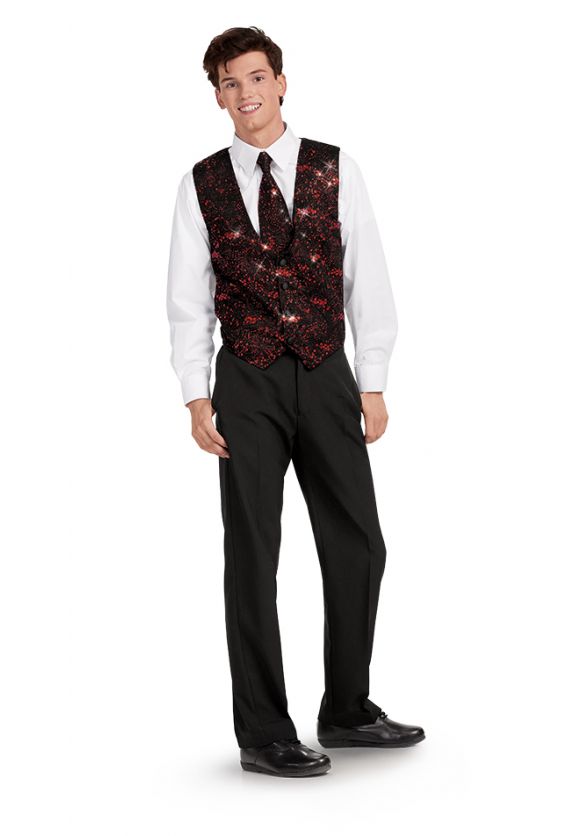 Youth Sequin Spangle Mesh Show Choir Vest-Front-Red