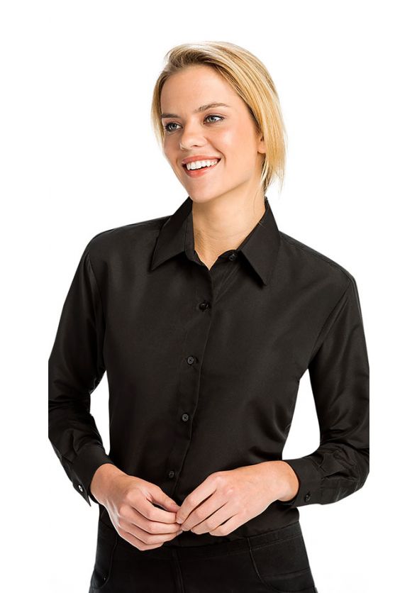 Ladies' Microfiber Dress Shirt - Black only