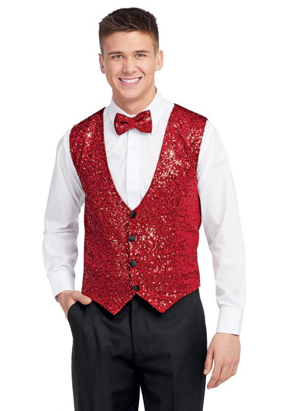 Youth Diamond Sequin Vest in Red