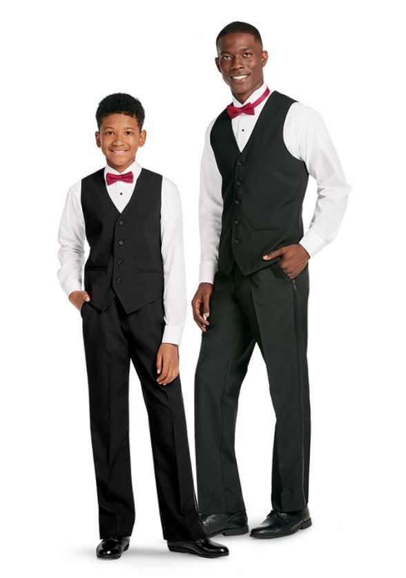 Youth to Adult Vest Package with Tuxedo Pants and Bow Tie 