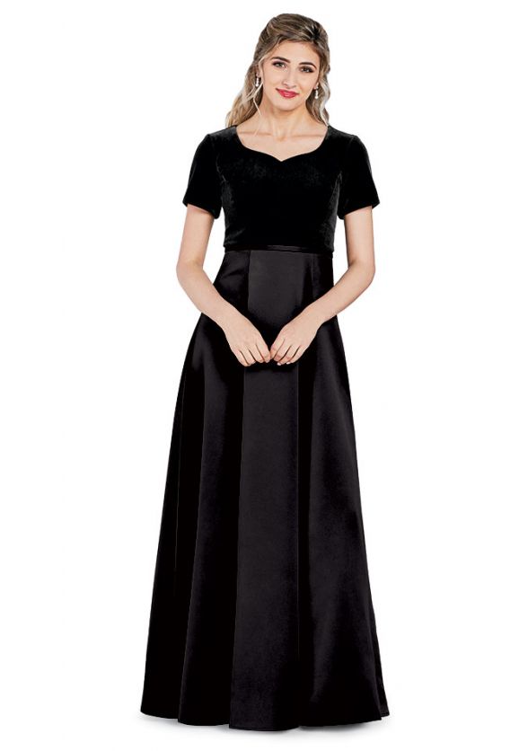 Gavotta Black Stretch Velvet and Satin Concert Dress