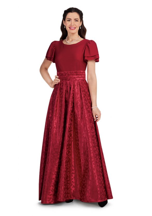 Vine Jacquard Skirt - Claret