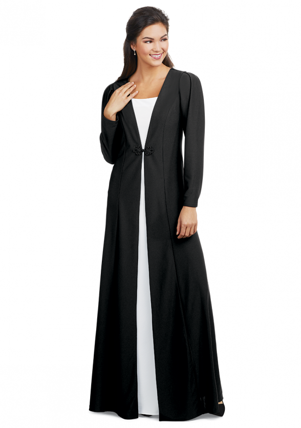 Long Sleeve Lieder Dress with Black Mock Opera Coat and White Inset