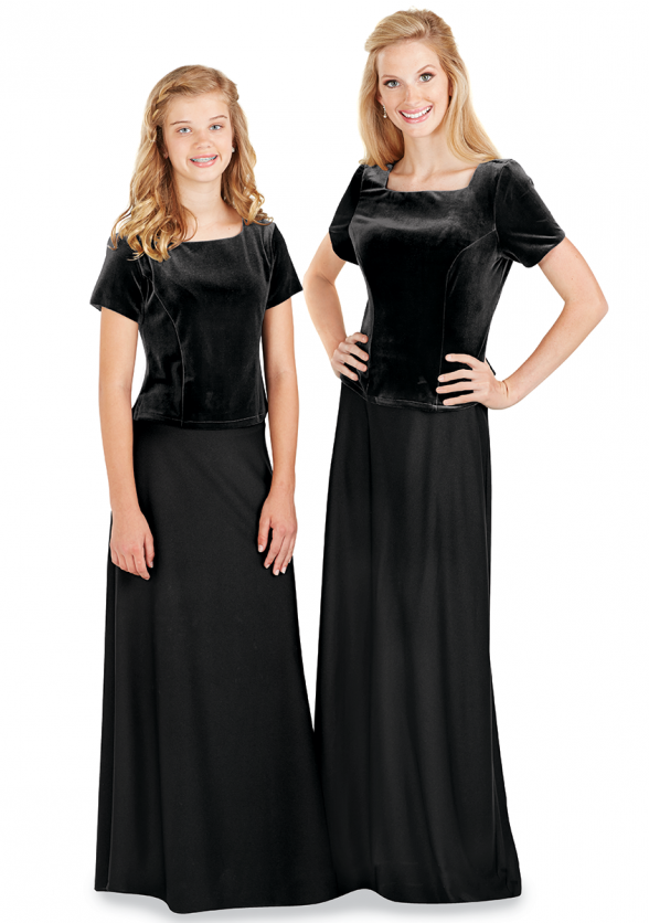 Black Crepe Concert Skirt for Women