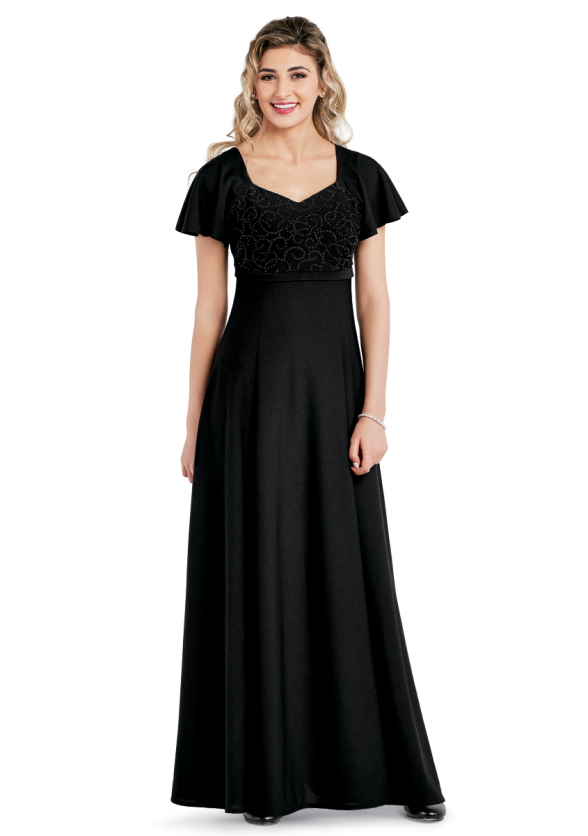 Flutter Sleeve Lumina Dress for Orchestras in Concert Black
