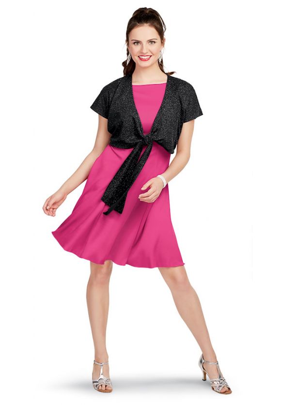 Moxie Show Choir Tie Top with Short Sleeves in Shimmer Knit