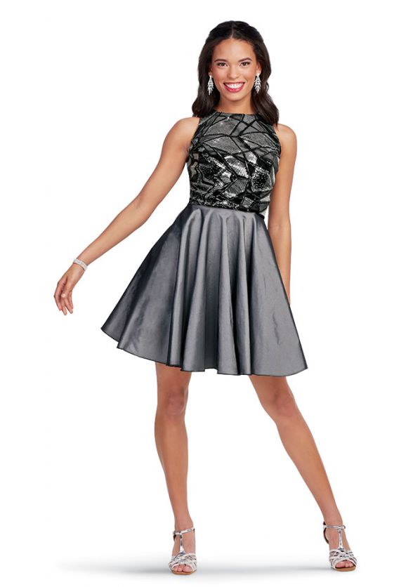 Palmer Show Choir Dress with Cosmic Sequin Velvet bodice and Stretch Taffeta Skirt