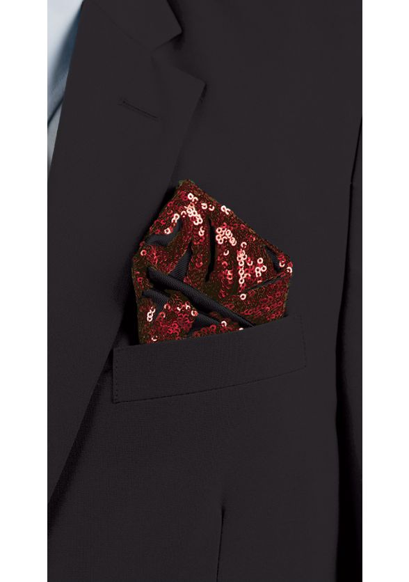 A536 Red Barcelona Sequin Mesh Pocket Square