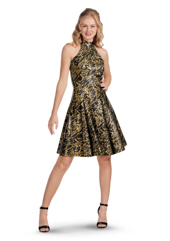 Mock Neck Arc Show Choir Dress - Black