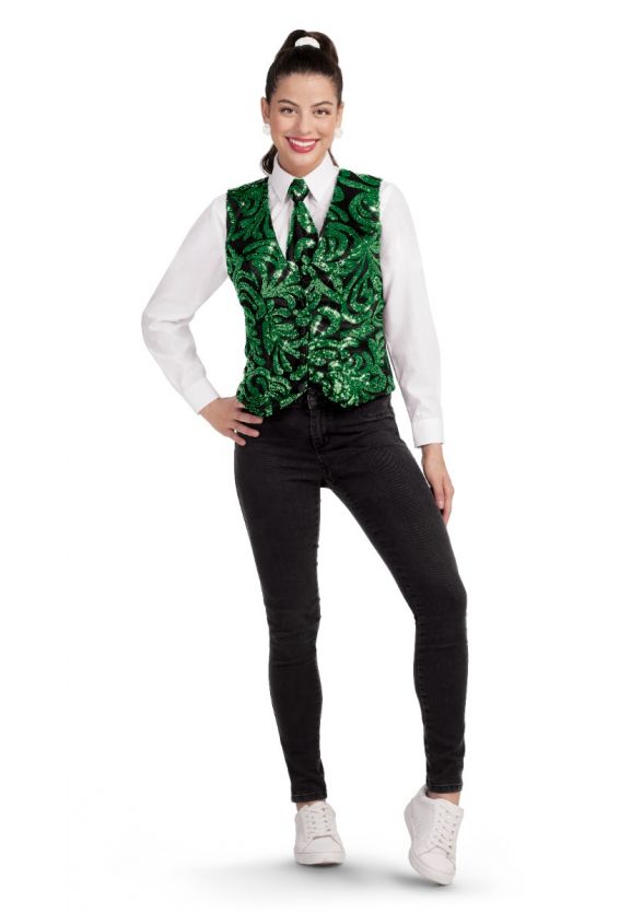 Ladies' Barcelona Sequins Show Choir Vest - Emerald