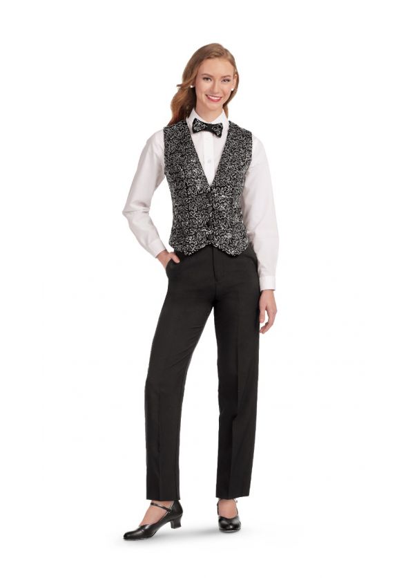 Ladies' Diamond Sequin Show Choir Vest - Black/Silver