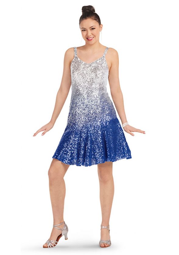 Ombre Fit and Flare Dress - Silver Blue