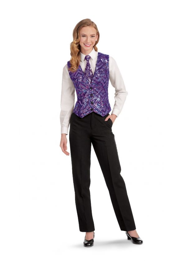 Ladies' Empire Sequin Show Choir Vest - Purple/Multi