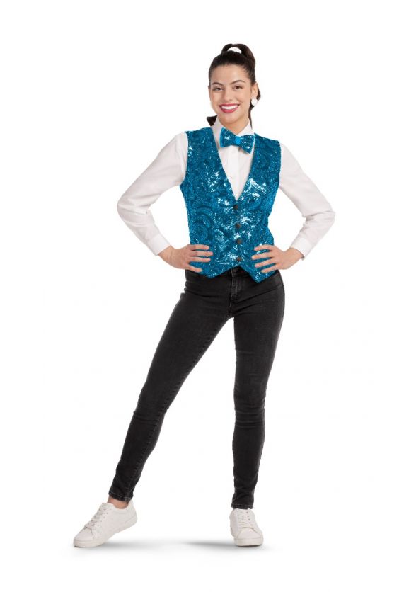 Ladies' Madrid Sequins Show Choir Vest - Turquoise