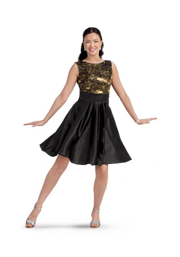 Boat Neck Rio Show Dress - Gold