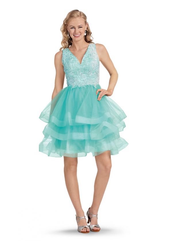 Sequin Flounce Dress, Teal