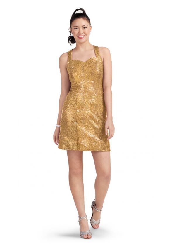Sweetheart Halter Vann Show Dress - Gold