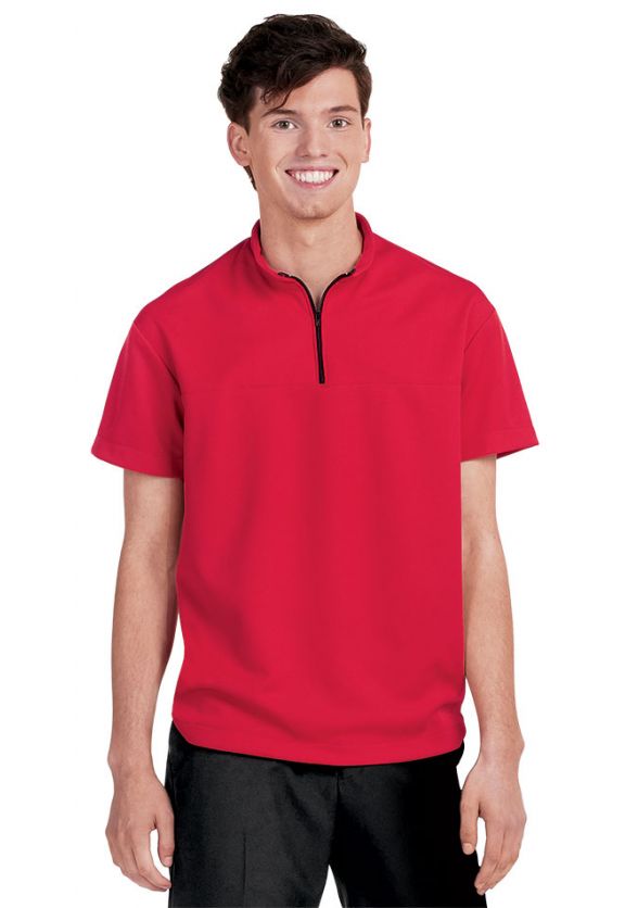 Short Sleeve Unisex Quarter Zip Shirt - Front - Black