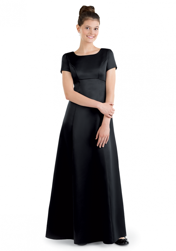 Short Sleeve Youth Choral Concert Dress in Satin