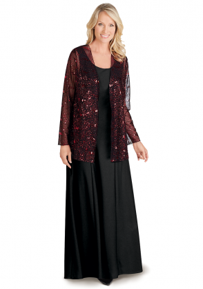 Long Sleeve Charlotte Cardigan in Sequin Spangle Mesh