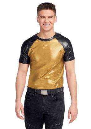 Unisex Chrome Lycra Tee in Gold