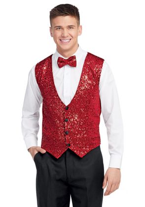 Youth Diamond Sequin Vest in Red