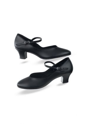 Ladies Character Shoes with Ankle Straps in Black