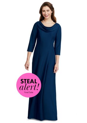 3/4 Sleeve August Concert Clearance Dress with Cowl Neckline 