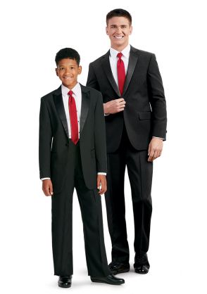 Adult and Youth Full Tuxedo Package with Long Necktie 