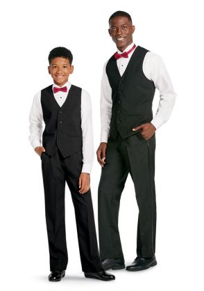 Youth to Adult Vest Package with Tuxedo Pants and Bow Tie 