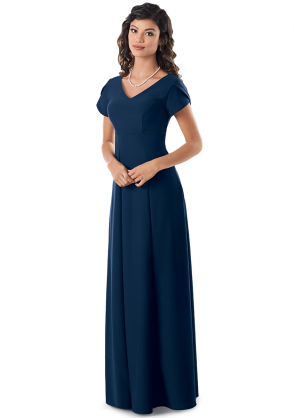 Georgia Crepe Orchestra Gown with Tulip Sleeves