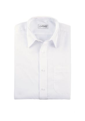 Long Sleeve Dress Shirt with Single Breast Pocket in White