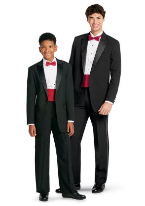Adult and Youth Full Tuxedo Package with Bow Tie and Cummerbund 