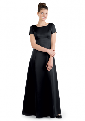 Short Sleeve Youth Choral Concert Dress in Satin